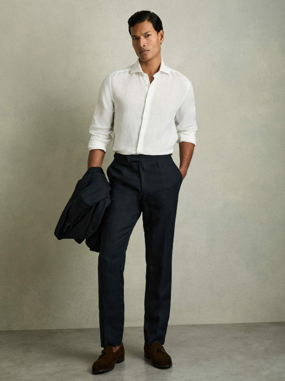 Linen Button-Through Shirt in White
