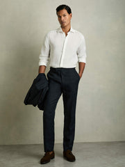 Linen Button-Through Shirt in White