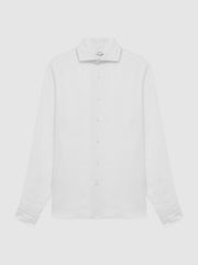 Linen Button-Through Shirt in White