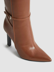 Leather Knee High Boots in Tan