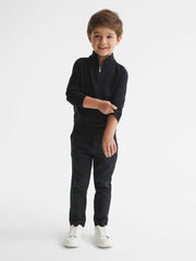 9-14 yrs Merino Wool Zip-Neck Jumper in Navy