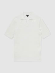 Micro-Cable Open-Collar Cotton-Blend Shirt in White