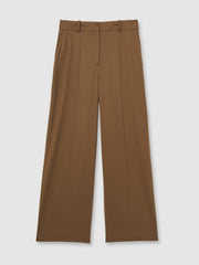 Petite Wool-Blend Wide-Leg Suit Trousers in Tan