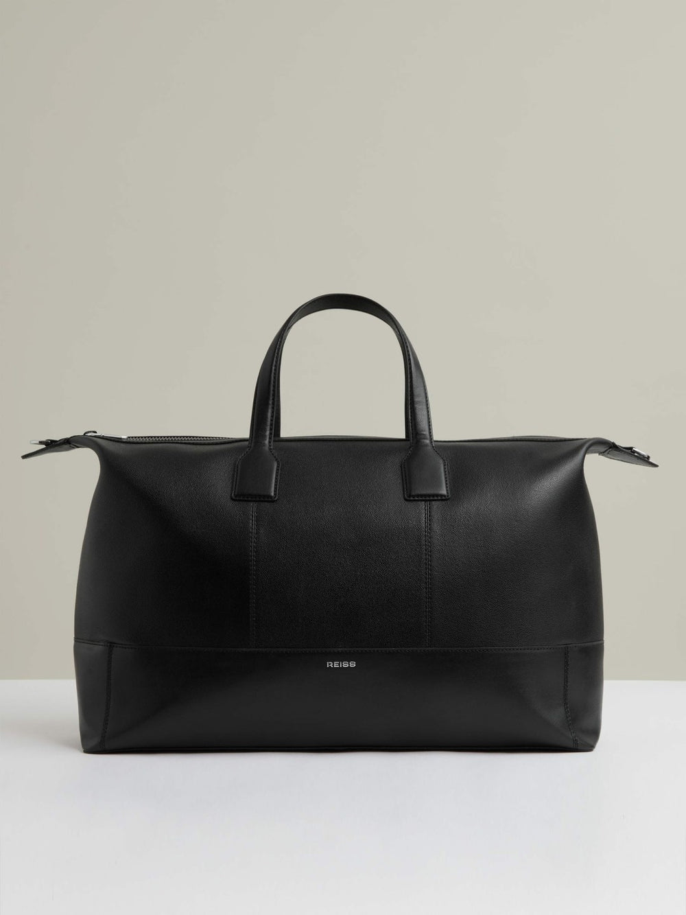 Micro-Grain Leather Holdall in Black