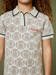 13-14 yrs SmileyWorld Knitted Polo Dress in Off White