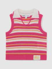 4-9 yrs SmileyWorld Stripe Knit Vest in Pink