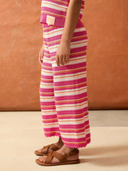 9-13 yrs SmileyWorld Stripe Knit Trousers in Pink