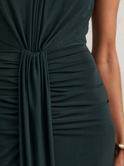Sheer Ruched Maxi Dress in Teal