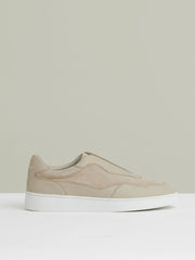 Leather Elasticated-Lace Trainers in Ecru