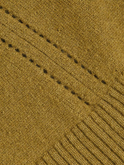 9-13 yrs Wool-Blend Open-Stitch Jumper with Cashmere in Khaki Green