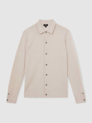 Merino Wool Button-Through Cardigan in Beige