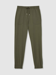 Drawstring Technical Cuffed Trousers in Green