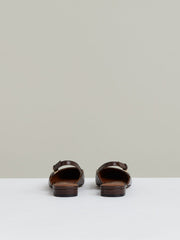 Leather Slingback Ballerina Pumps in Chocolate