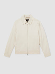 Lyocell-Cotton Zip-Through Twill Jacket in Ecru
