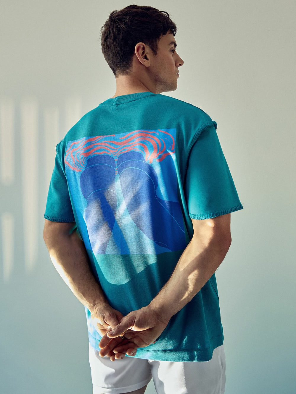 | Tom Daley Graphic-Print T-Shirt in Teal Green