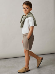 3-9 yrs Cotton Chino Shorts with Stretch in Stone
