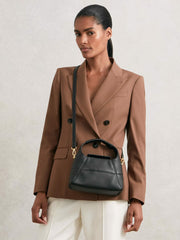 Grained-Leather Shoulder Bag in Black