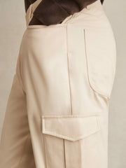 Cotton-Lyocell Cargo Trousers in Light Stone