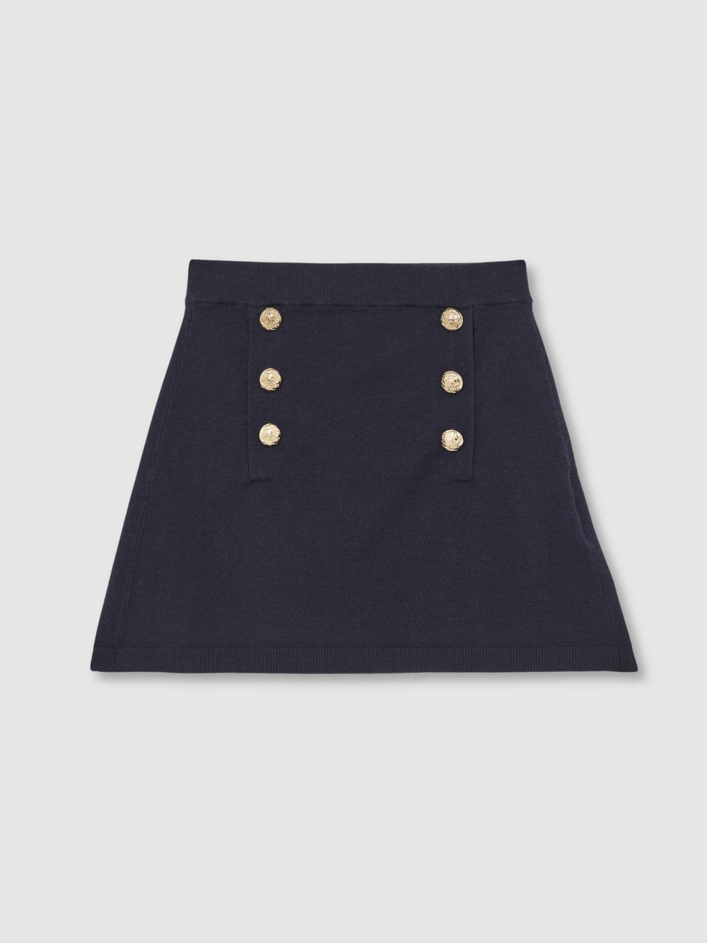 13-14 yrs Knitted Button-Detail A-Line Skirt in Navy
