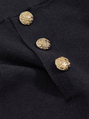 13-14 yrs Knitted Button-Detail A-Line Skirt in Navy