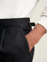 Regular Fit Herringbone Trousers With Cotton in Navy
