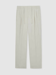 Relaxed-Fit Twill Drawstring Trousers in Ecru