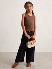 3-9 yrs Stretch-Cotton Ribbed Vest in Chocolate