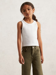 3-9 yrs Stretch-Cotton Ribbed Vest in Ivory
