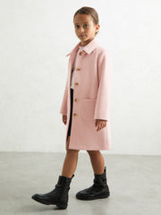 13-14 yrs Wool-Blend Single-Breasted Coat in Pink