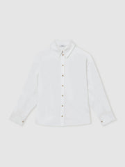 Cotton Button Through Oxford Shirt in White