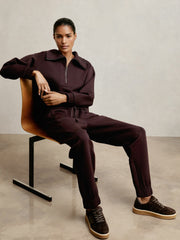 Tapered Elasticated-Waist Joggers in Plum