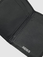 Leather Large Lattice-Effect Cardholder in Black