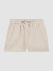 Linen-Blend Drawstring Shorts in Neutral
