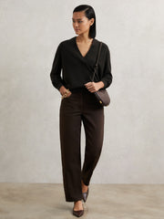 Cashmere V-Neck Jumper in Chocolate Brown