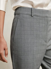 Petite Check Slim-Fit Suit Trousers in Grey
