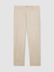 Lyocell Cotton Wide Utility Trousers in Ecru