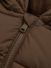 3-9 yrs Short Hooded Puffer Coat in Chocolate