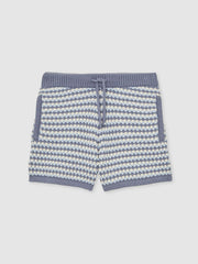 9-13 yrs Cotton-Blend Knitted Stripe Shorts in Blue/White