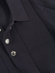9-13 yrs Stitch-Detail Press-Stud Polo Shirt in Navy Blue