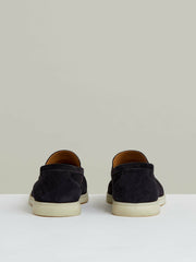 Suede Slip-On Loafers in Navy