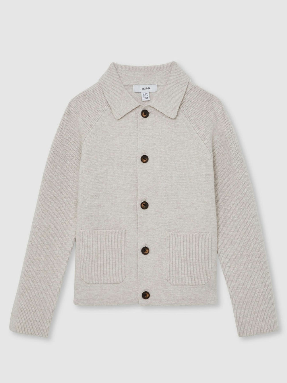 13-14 yrs Button-Through Knitted Cardigan in Oatmeal Melange