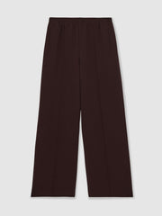 Petite Wide Leg Elasticated Waist Trousers in Burgundy