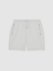 Textured Drawstring Shorts in White