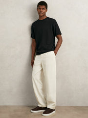 Textured Crew-Neck T-Shirt in Black