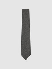 Wool-Silk Textured Tie in Charcoal