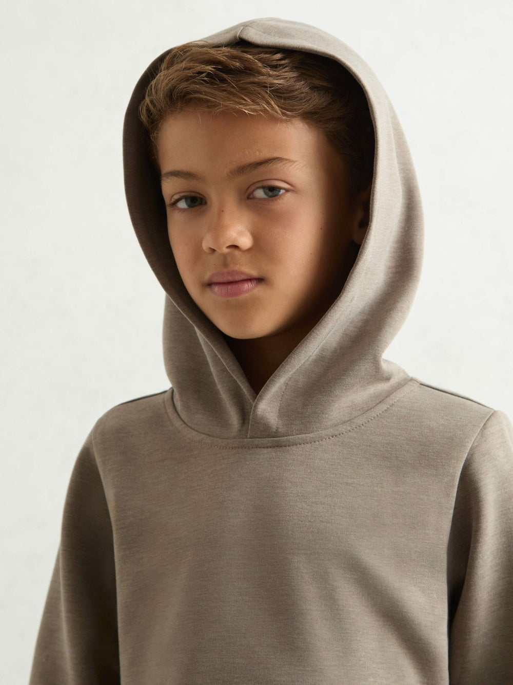 Interlock Jersey Hoodie in Taupe Brown