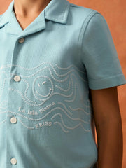 3-9 yrs SmileyWorld Embroidered Shirt in Sky Blue