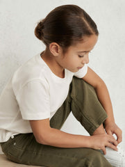 9-13 yrs Cotton Crew Neck T-Shirt in Ivory
