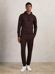 Interlock Jersey Drawstring Hoodie in Cherry Red