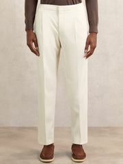 Tapered Drawstring Tailored Trousers in Ecru